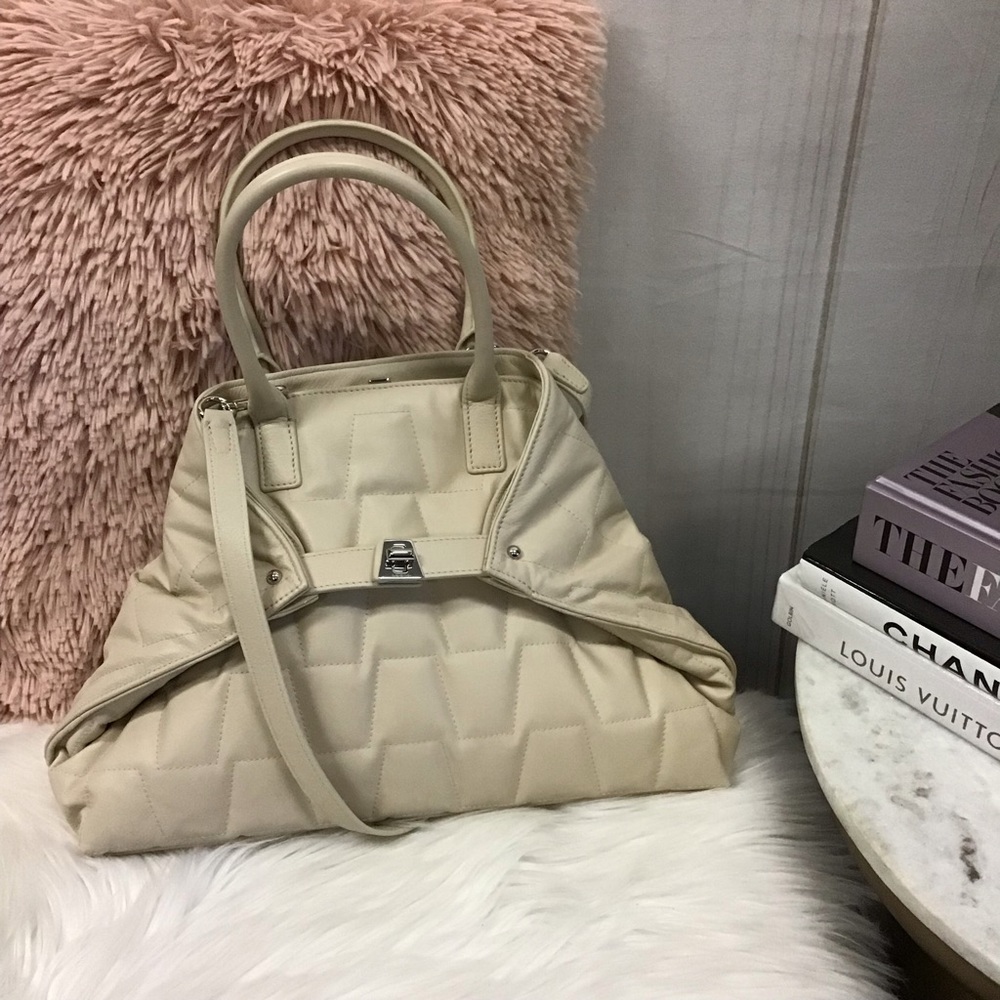 Akris AI Messenger Quilted Tote